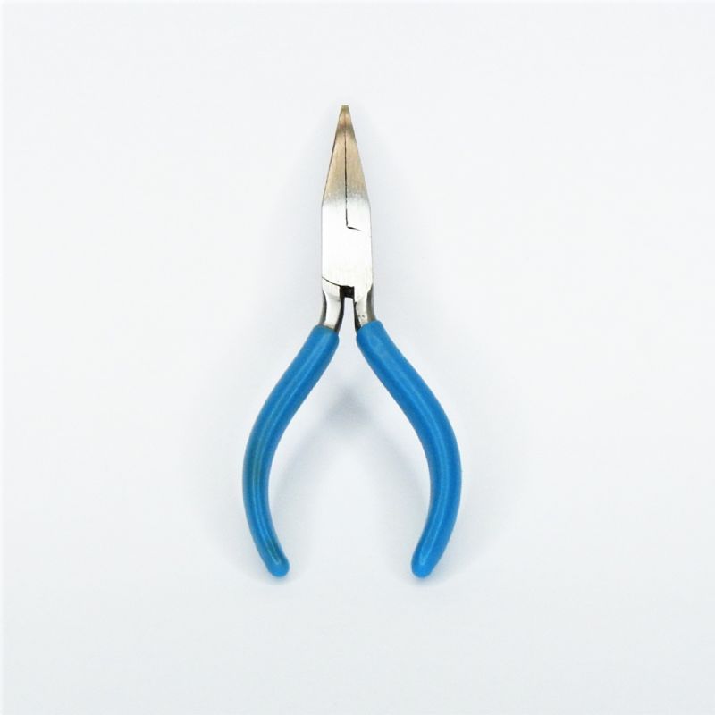 pinze a becchi piatti lunghi in acciaio svedese lunghezza mm. 120 manici gommati blu