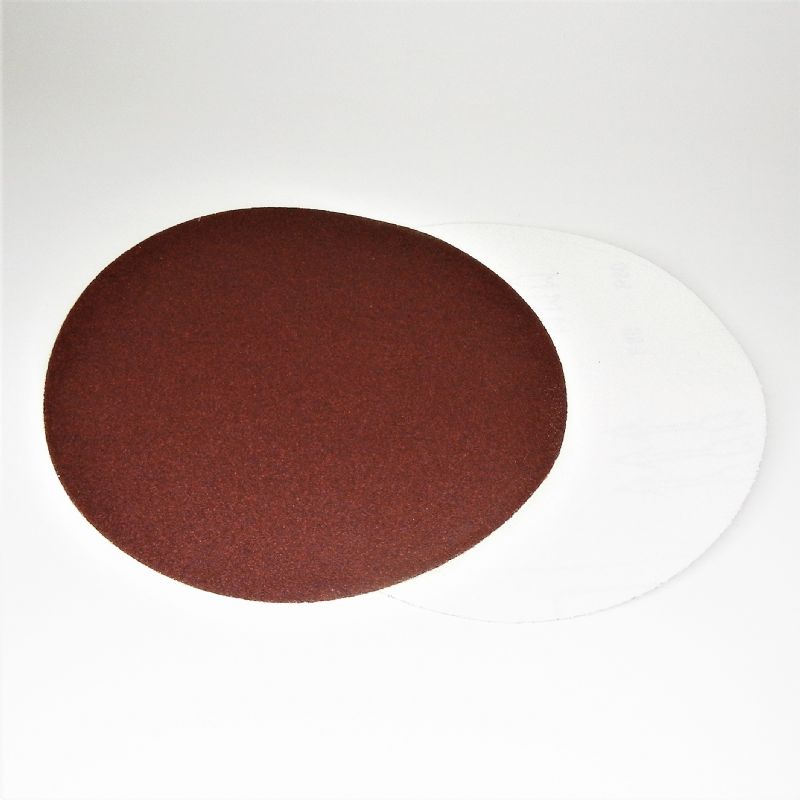 dischi carta abrasiva resinata rossa pesante + velcro tranciati d. mm. 300 p 80 a tipo corindone