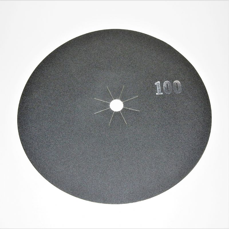 dischi abrasivi doppi al carburo di silicio in carta robusta d. mm. 425 p 100<br />foro 30 + 8 tagli