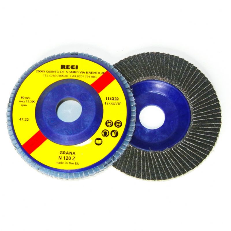 dischi lamellari tela abrasiva zirconio supporto in nylon d. mm. 115 x f. 22 p 120 z. - norton r 822 -
