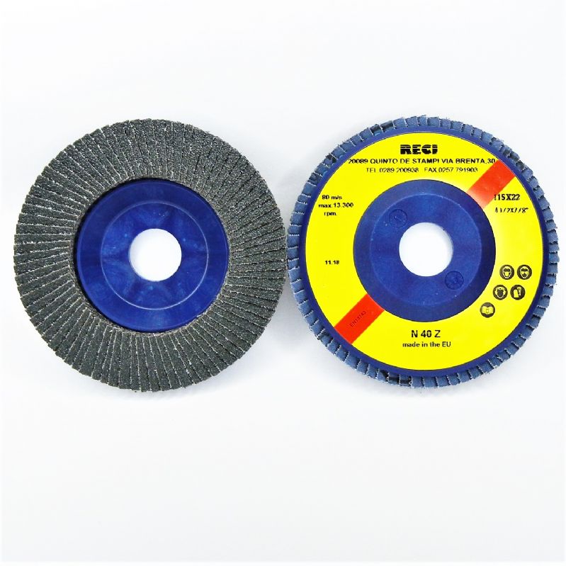 dischi lamellari tela abrasiva zirconio supporto in nylon d. mm. 115 x f. 22 p media : 40 / 60 z