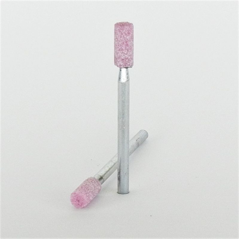 mola ceramica abrasiva cilindrica Ø mm. 5 x 10 x 46 perno 3 grana 46 corindone rosa morbida