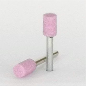 mola ceramica abrasiva cilindrica Ø mm. 6 x 10 x 35 perno 3 grana 46 corindone rosa morbida