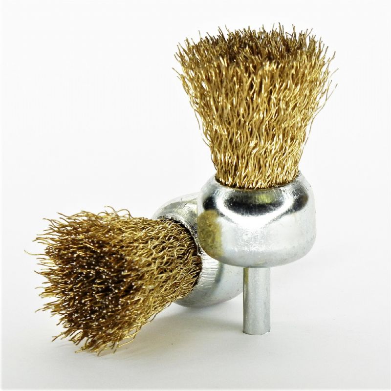 spazzola frontale d. mm. 25 x p. 6 x 25 filo acciaio ottonato ondulato 0.3