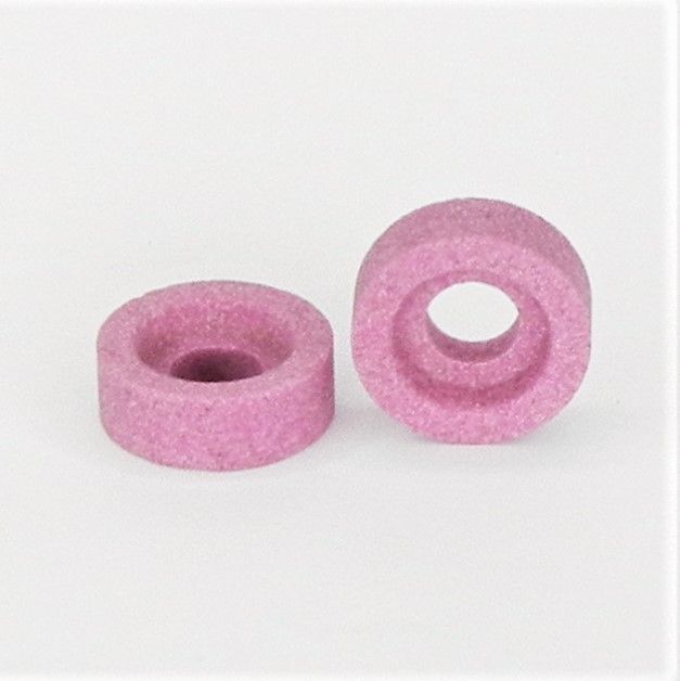 mola ceramica abrasiva a tazza corindone colore rosa d. mm. 18 x 6,5 x foro 7 + incavo 12 x 3 - 13A120L/M5V<br />#molatazza