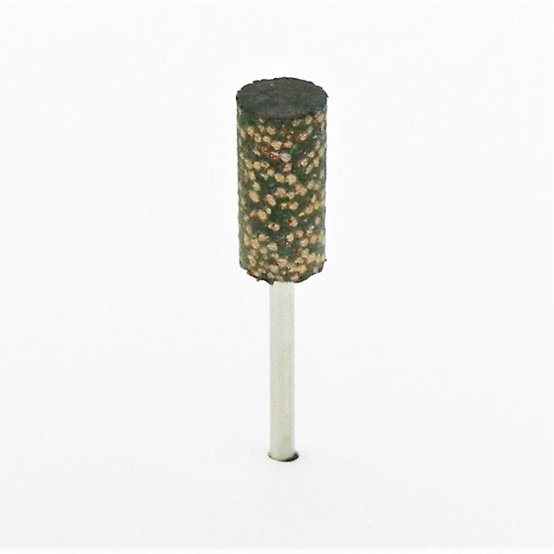 mola in gomma abrasiva cilindrica standard d. mm 10 x 20 perno 3 p 120 a - leopardata<br />#gommaabrasiva<br />#molaingomma