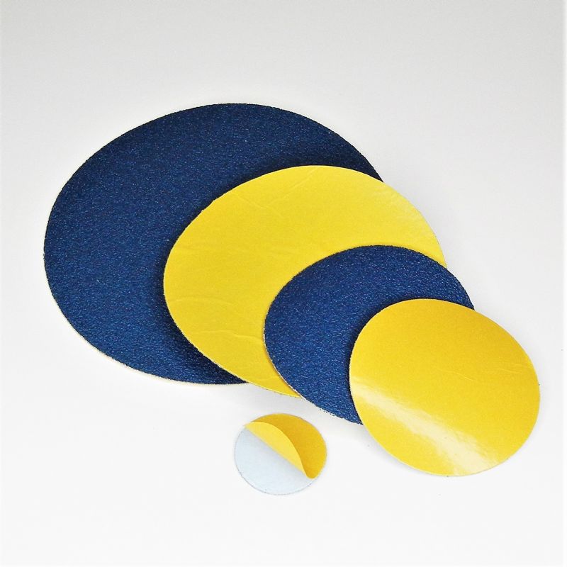 dischi abrasivi in tela resinata blu pesante + adesivo tranciati d. mm. 115 p 60 z tipo zirconio