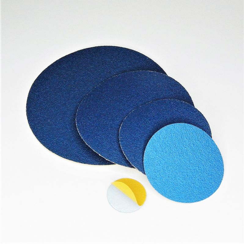 dischi abrasivi in tela resinata blu pesante + adesivo tranciati d. mm. 180 p 24 z tipo zirconio