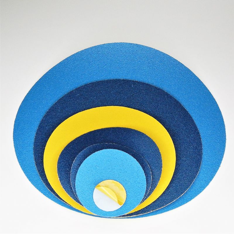 dischi abrasivi in tela resinata blu pesante + adesivo tranciati d. mm. 450 p 120 z tipo zirconio