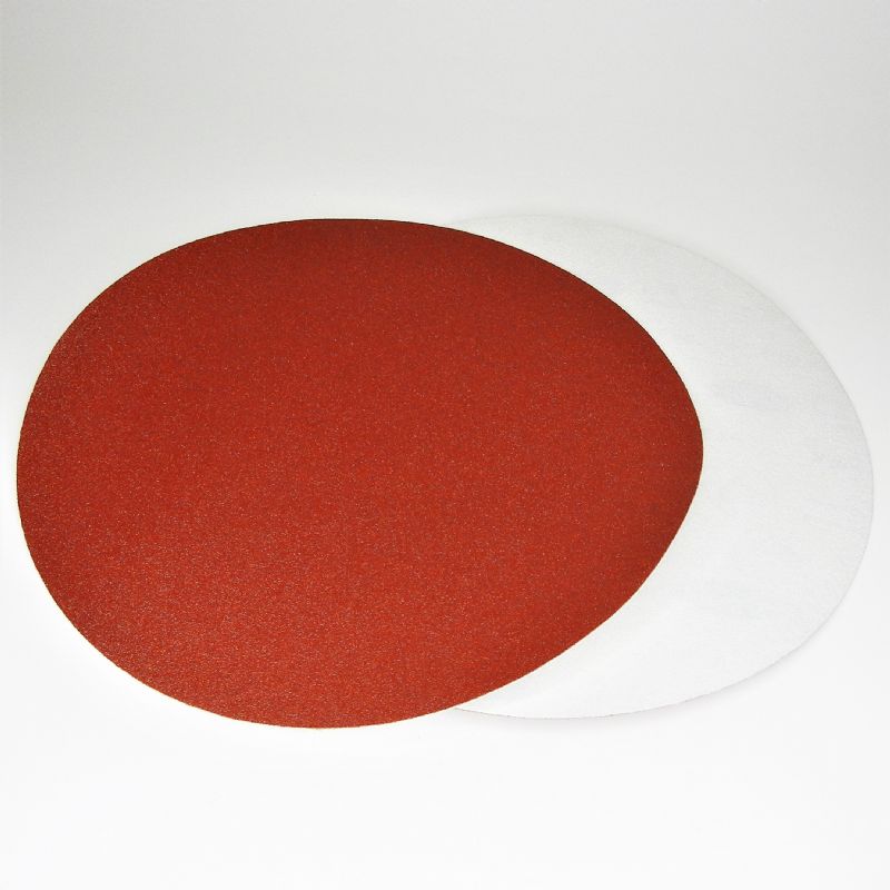 dischi abrasivi in carta resinata rossa pesante + velcro tranciati d. mm. 350 p 80 a tipo corindone