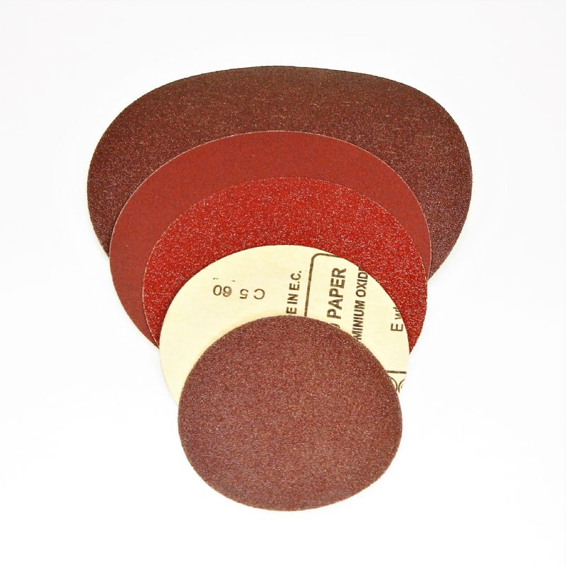 dischi abrasivi in carta resinata rossa pesante tranciati d. mm. 100 p 80 a tipo corindone