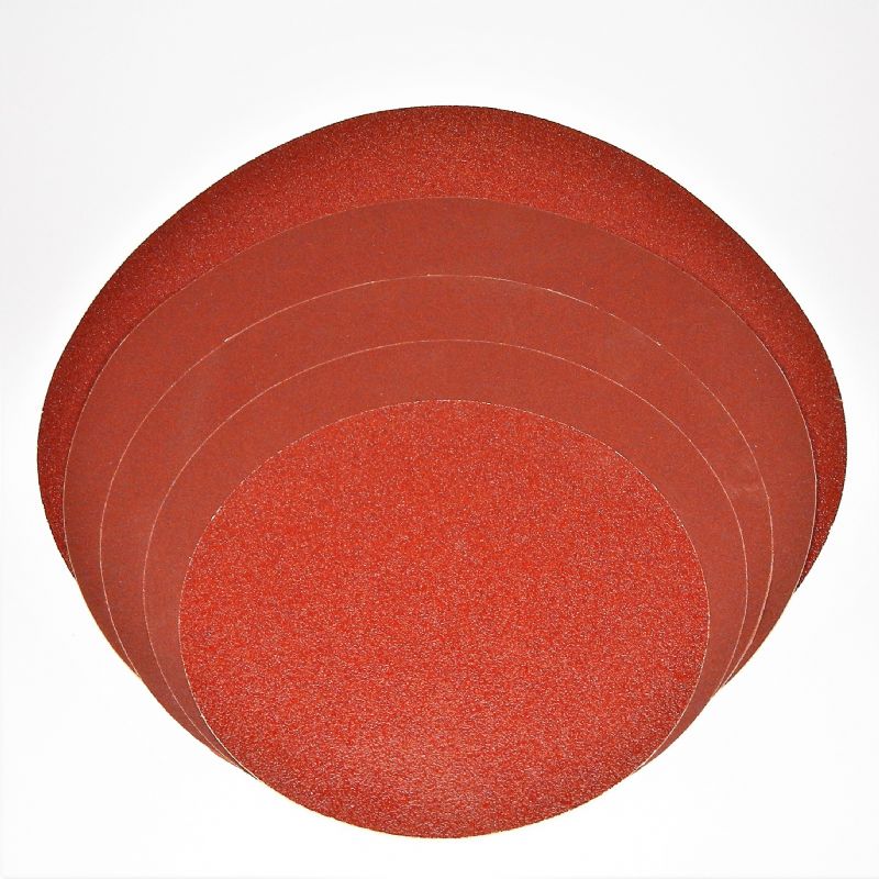 dischi carta abrasiva resinata rossa pesante + adesivo tranciati d. mm. 400 p 60 a tipo corindone