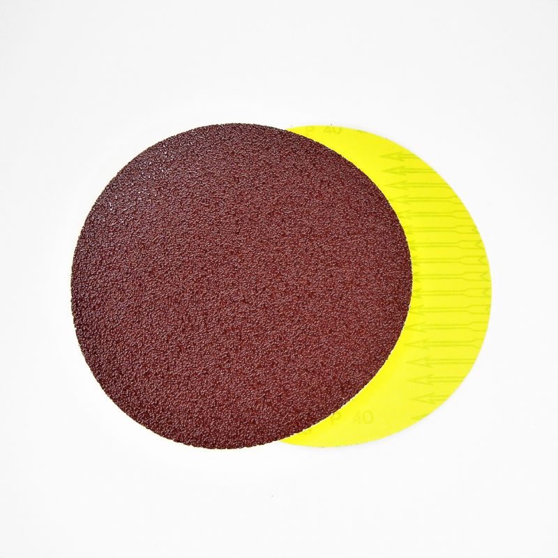 dischi abrasivi in carta resinata rossa pesante + velcro tranciati d. mm. 225 p 40 a tipo corindone
