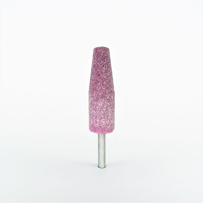 mola ceramica abrasiva conica Ø mm. 20 x 65 x p. 6 gr. 46 corindone rosa