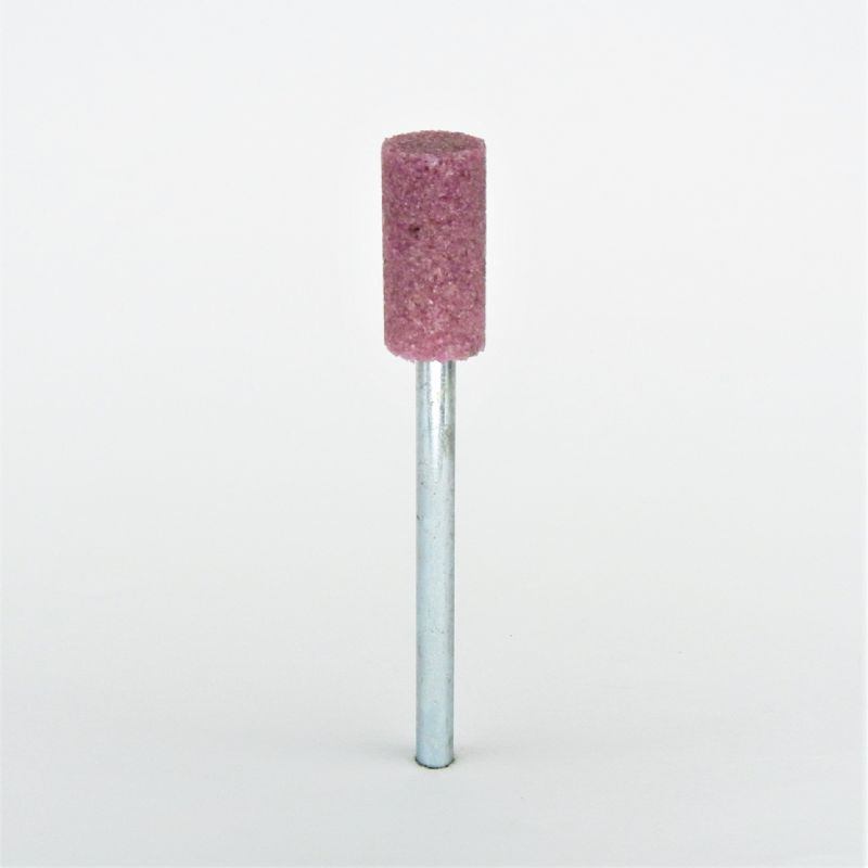 mola ceramica abrasiva cilindrica Ø mm. 15 x 30 x 105 perno 6 lungo grana 46 corindone rosa morbida<br />#molagambolungo