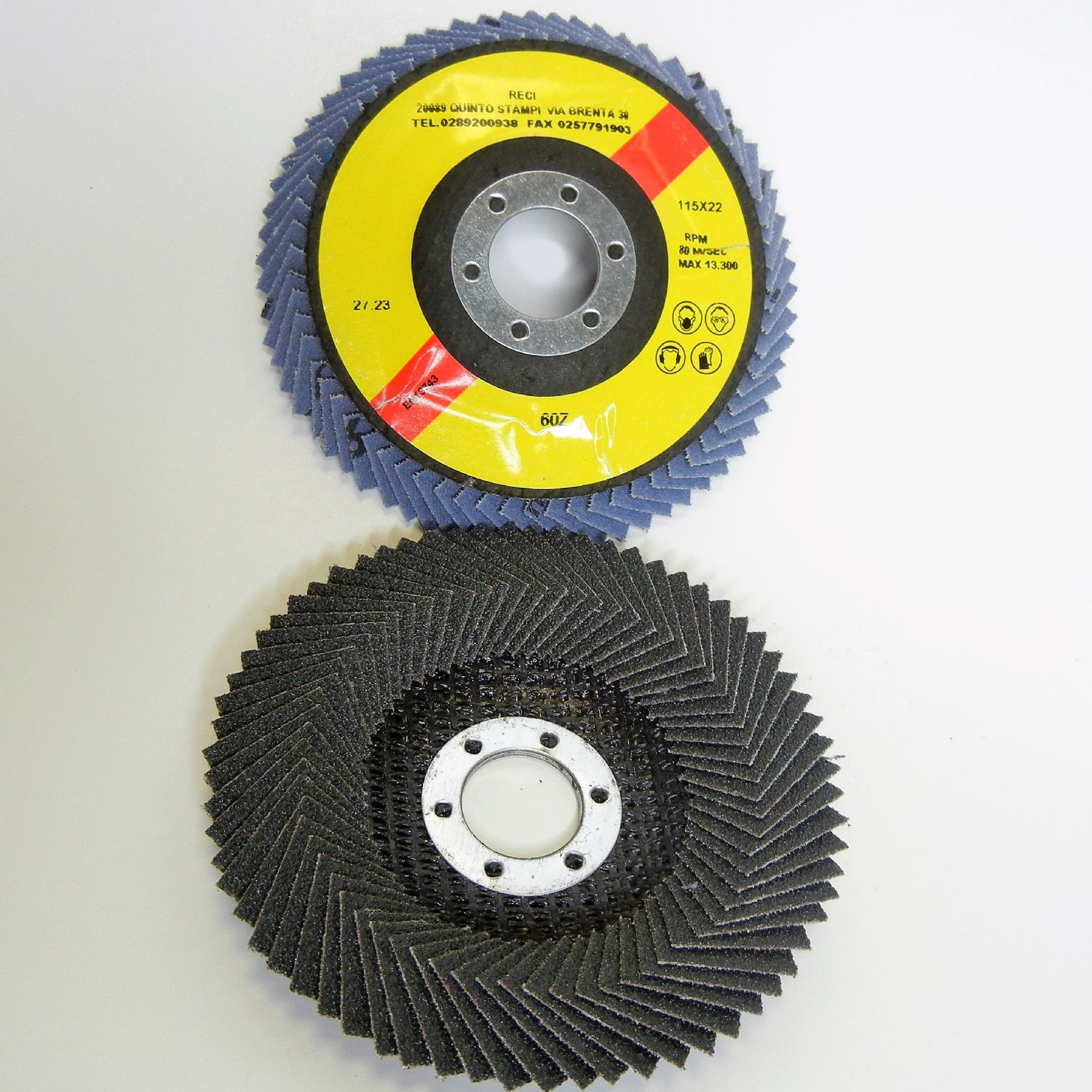 dischi lamellari tela abrasiva zirconio supporto in fibra d. 115 x f. 22 p 60 z  - tipo soft -