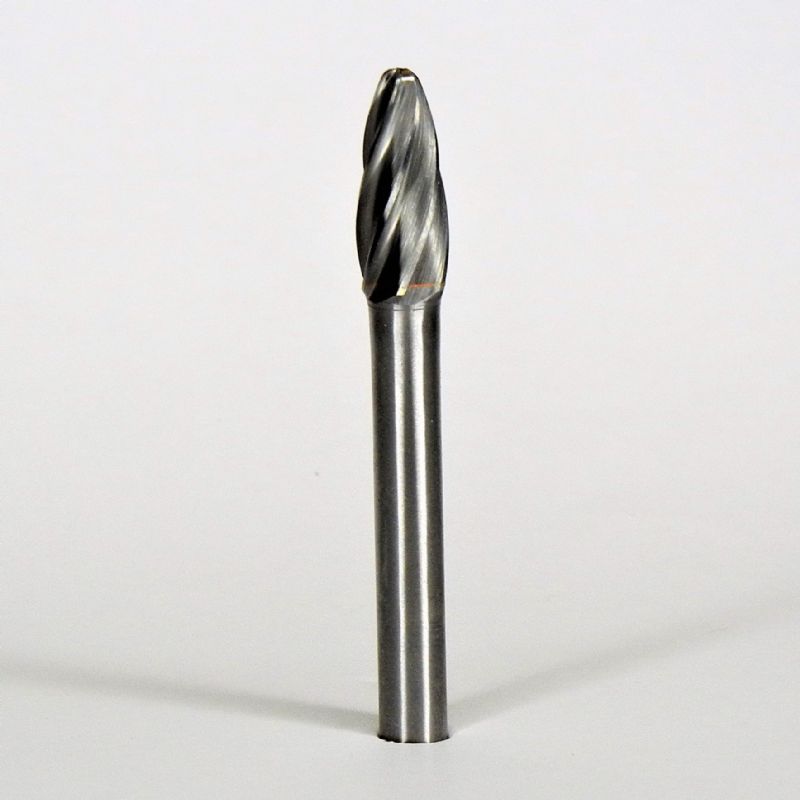 fresa metallo duro integrale testa ogiva punta arrotondata Ø mm. 8 x 18 x 64 perno 6 taglio E1 z6