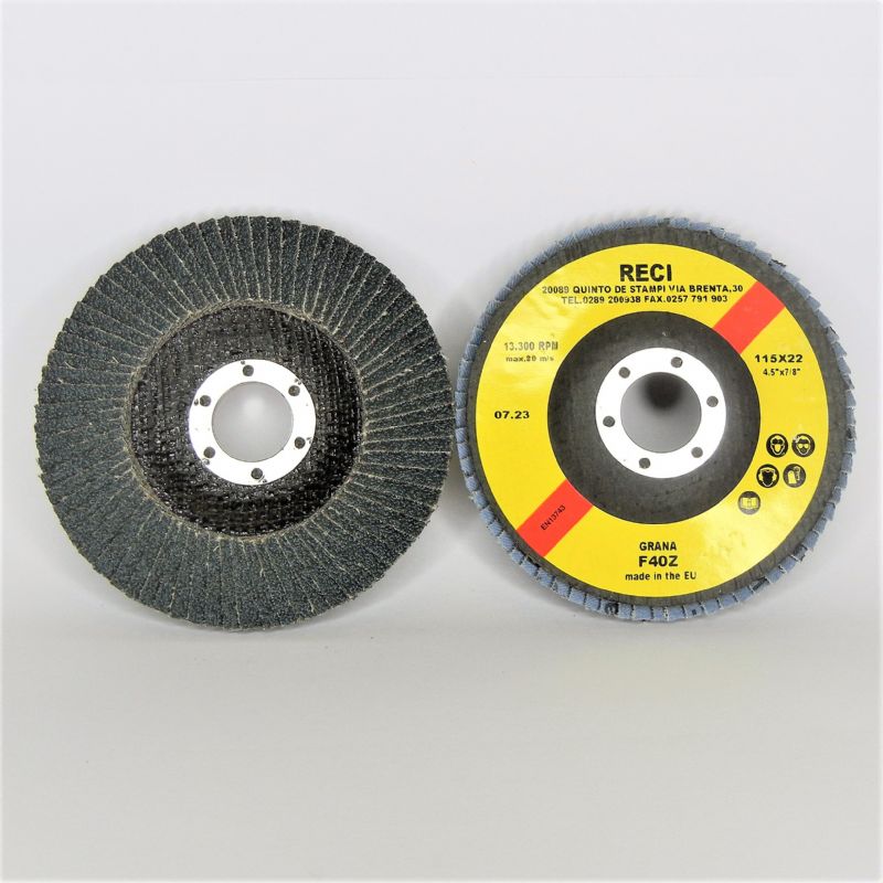 dischi lamellari tela abrasiva zirconio supporto in fibra di vetro d. mm. 115 x f. 22 p 40 z. - norton r 822 -