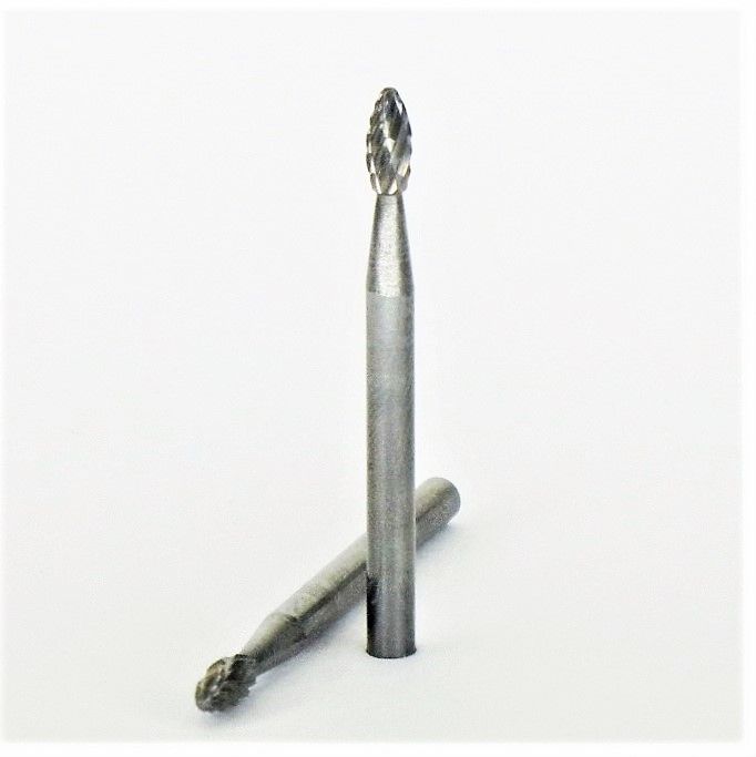 fresa metallo duro integrale testa fiamma Ø mm. 3 x 8 x 38 perno 3 taglio E 6