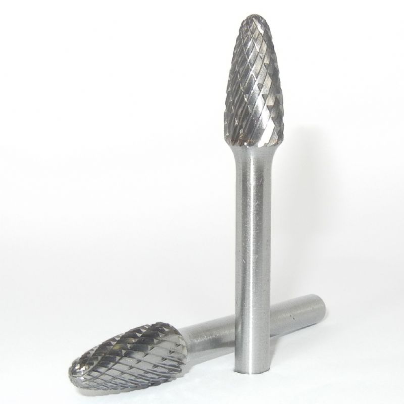 fresa metallo duro integrale testa ogiva punta arrotondata Ø mm. 10 x 20 x 65 perno 6 taglio E 6 z 21
