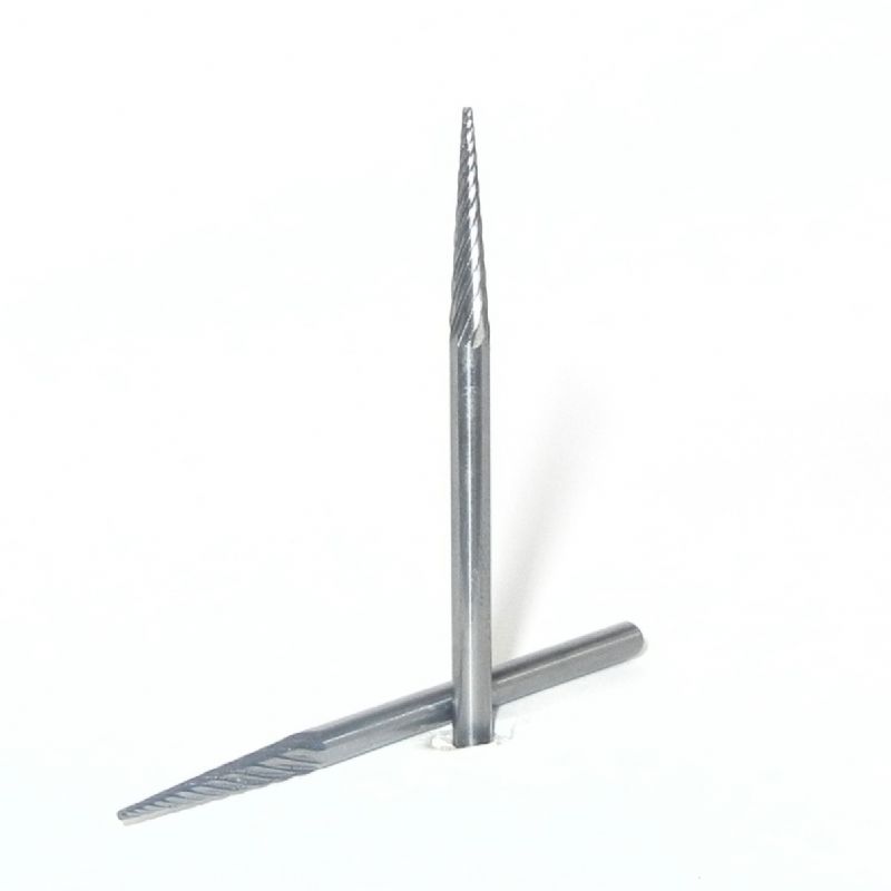 fresa metallo duro integrale testa conica a 10° circa Ø mm. 3 x 17 x 50 perno 3  taglio E 5 z 9