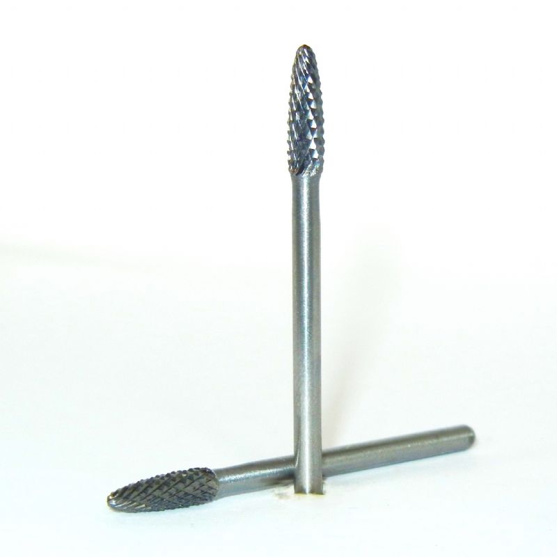 fresa metallo duro integrale testa ogiva punta arrotodata Ø mm. 4 x 13 x 50 perno 3 taglio E4 z14