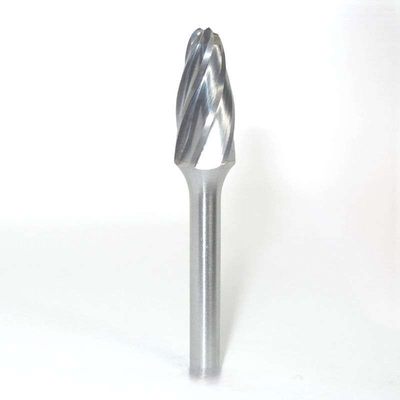 fresa metallo duro integrale testa ogiva punta arrotondata Ø mm. 12 x 25 x 70 perno 6 taglio E 1 z 6