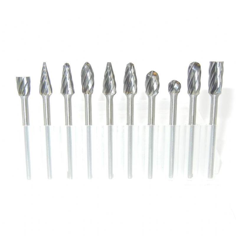 kit di 10 frese metallo duro integrale varie forme perno 3 taglio allumio E1