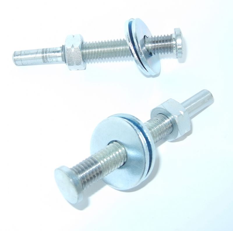 perno mandrino porta strisce abrasive dischi panno cotone lana a filettatura sinistrorsa d. mm. 8 x capacità serraggio totale: attivo 48 x perno 6 lungo 70 completo di dado + 2 rondelle medium