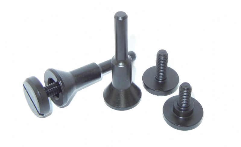Perno Mandrino in Acciaio Brunito Porta Dischi  d.mm. 19 x 28 x 54 perno 6 Completo di adattatori x foro 6 + 10.