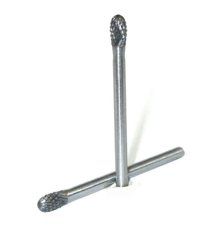 fresa metallo duro integrale testa oliva Ø mm. 4 x 7 x 45 perno 3 taglio E 4 z 14
