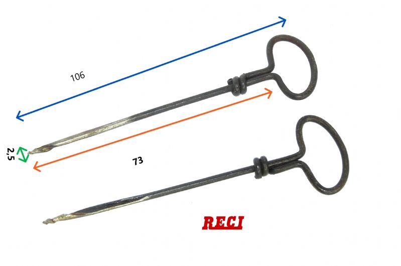 trivellini per legno tipo svizzero Ø mm. 2,5 x 73 x 106 lungh. tot.