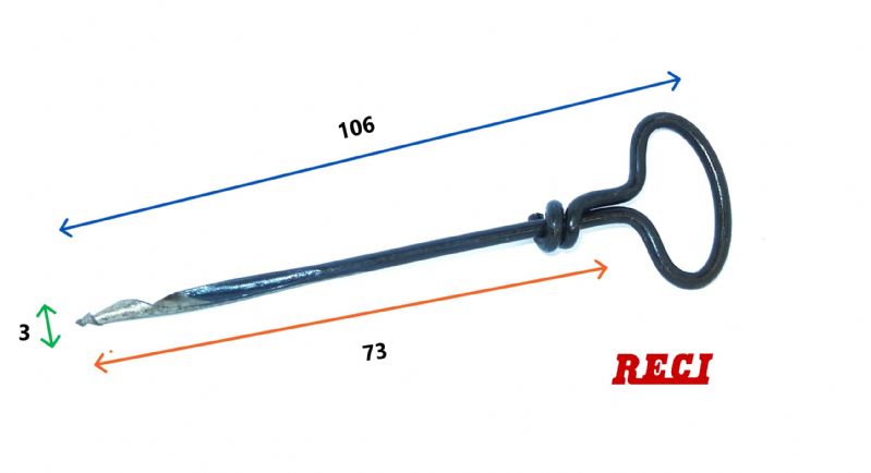 trivellini per legno tipo svizzero Ø mm. 3 x 73 x 106 lungh. tot.