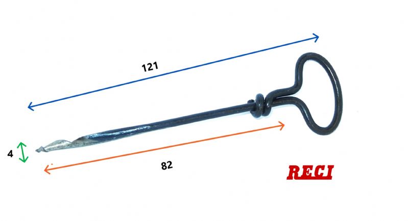 trivellini per legno tipo svizzero Ø mm. 4 x 82 x 121 lungh. tot.
