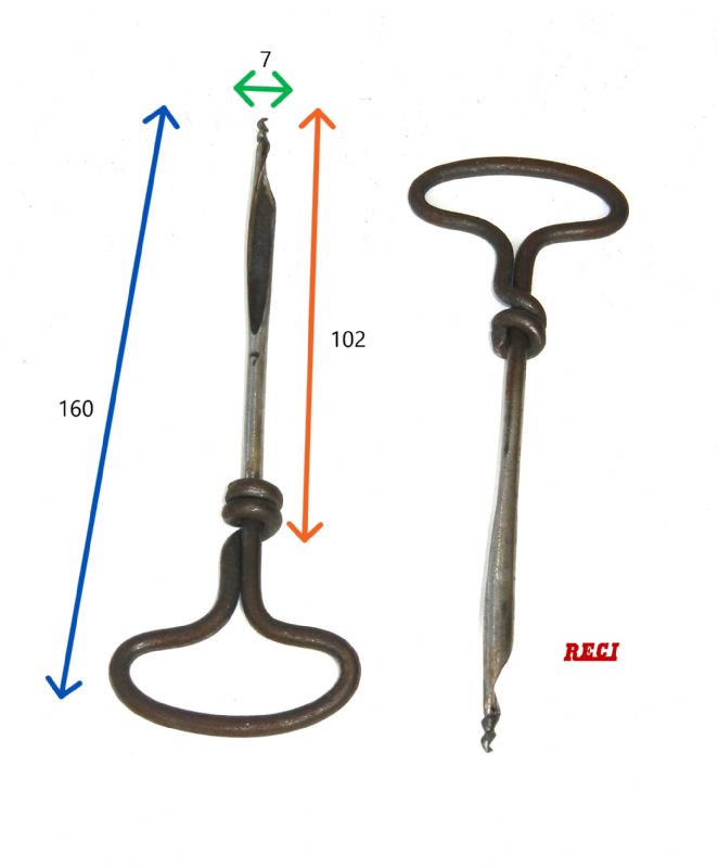 trivellini per legno tipo svizzero Ø mm. 7 x 102 x 160 lungh. tot.