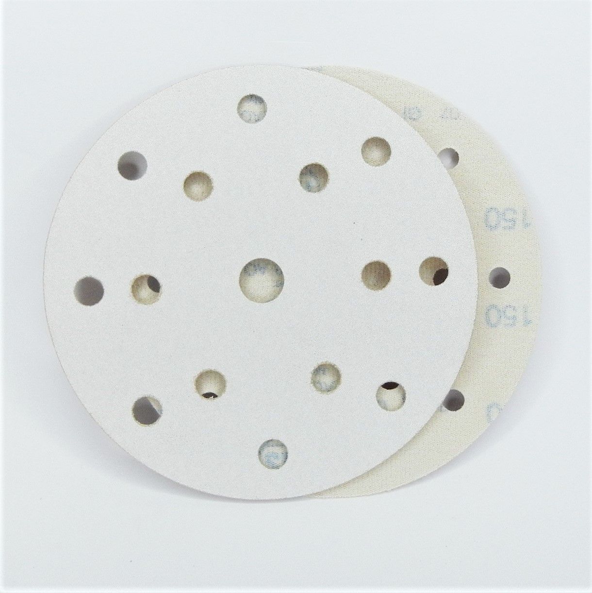 dischi abrasivi in carta stearata bianca + velcro d. mm. 150 + 15 fori Universali p 1000 a tipo corindone