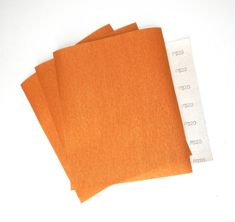 fogli carta abrasiva spaziata flex red secco mm. 230 x 280 p 320 tipo corindone<br />#fogliocartaabrasiva