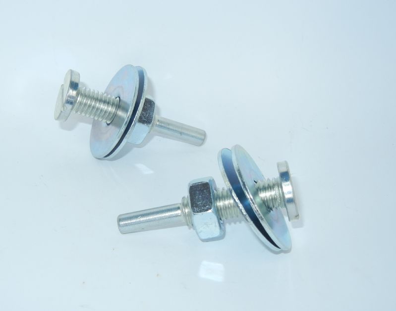 perno mandrino porta strisce abrasive dischi panno cotone lana a filettatura sinistrorsa d. mm. 10 x capacità serraggio totale: attivo 33 x perno 6 lungo 53 completo di dado + 2 rondelle medium