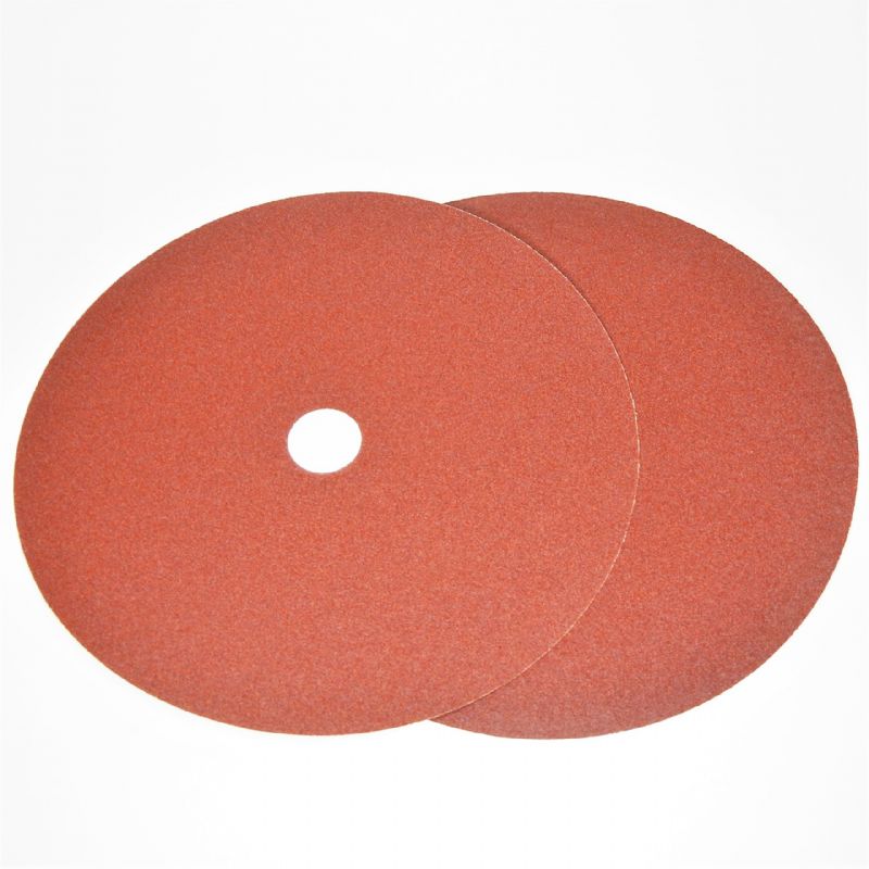 dischi abrasivi in carta resinata rossa pesante tranciati d. mm. 350 con foro 40 p 180 a tipo corindone