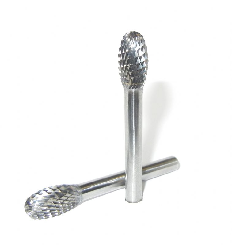 fresa metallo duro integrale testa oliva Ø mm. 10 x 16 x 61 perno 6 taglio E 4 z 21