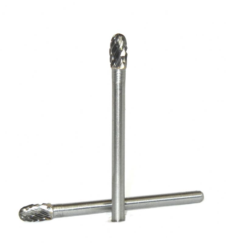 fresa metallo duro integrale testa oliva Ø mm. 4 x 7 x 45 perno 3 taglio E 6