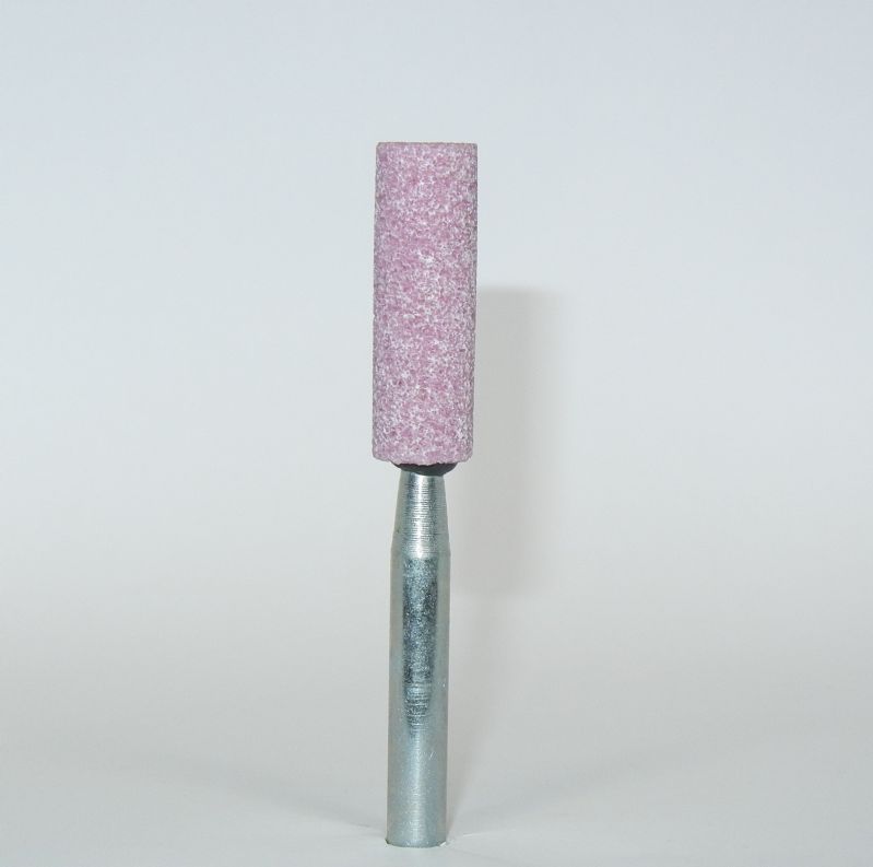 mola ceramica abrasiva cilindrica Ø mm. 10 x 30 x 70 perno 6 grana 60 corindone rosa morbida