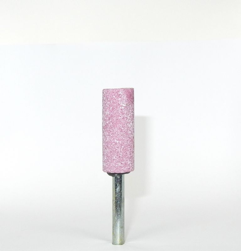 mola ceramica abrasiva cilindrica Ø mm. 15 x 40 x 80 perno 6 grana 46 corindone rosa morbida