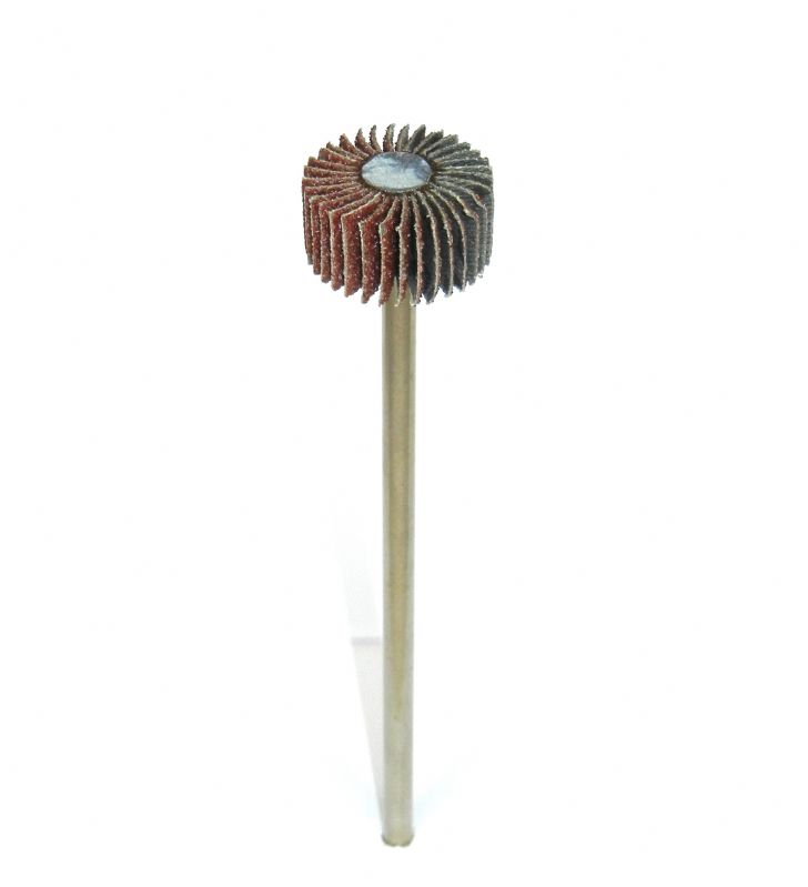 ruote lamellari tela abrasiva corindone d. mm. 30 x 15 x 165 perno lungo 6 grana 40 a<br />#ruotelamellari<br />#ruotelamellarigambolungo