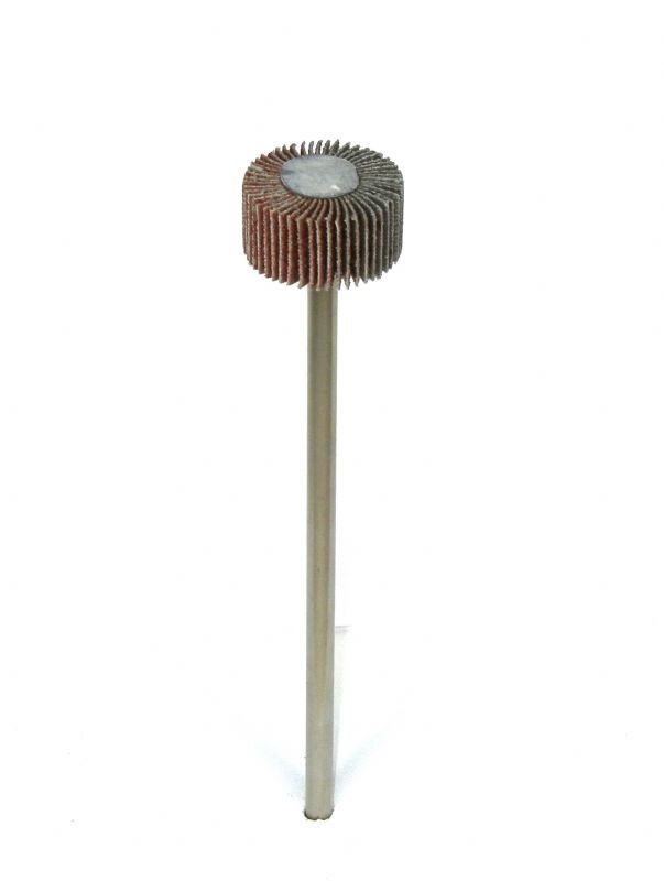 ruote lamellari tela abrasiva corindone d. mm. 30 x 15 x 165 perno lungo 6 grana 80 a<br />#ruotelamellari<br />#ruotelamellarigambolungo