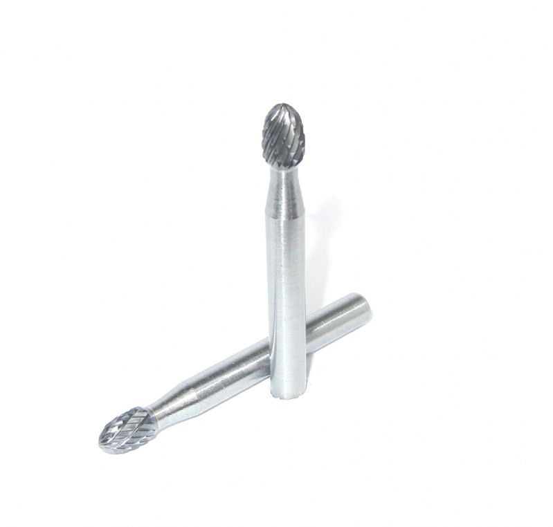 fresa metallo duro integrale testa oliva Ø mm. 6 x 10 x 55 perno 6 taglio E6