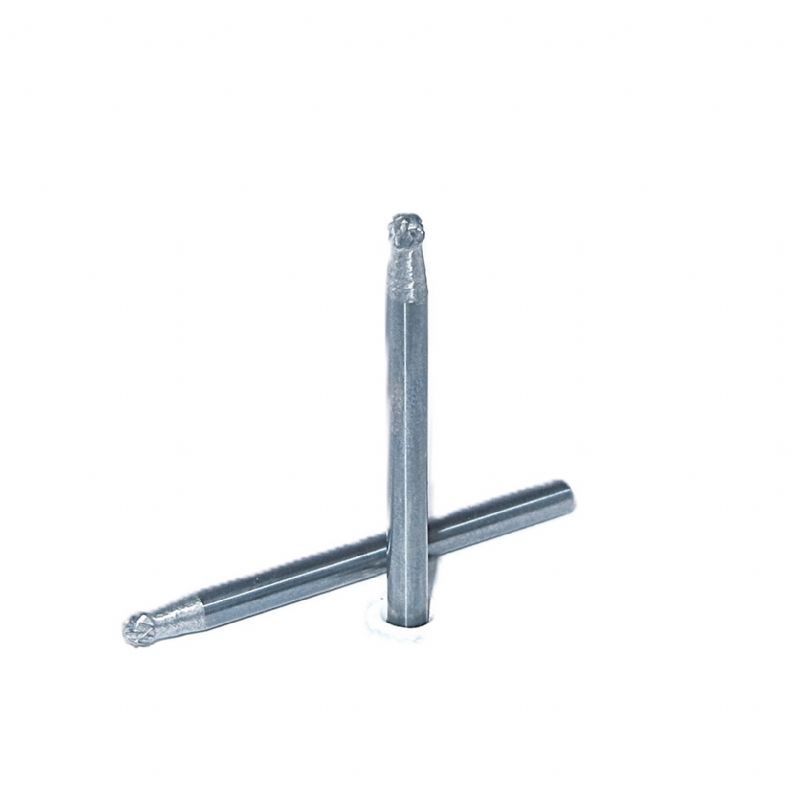 fresa metallo duro integrale testa sferica Ø mm. 2,5 x 2x 38 perno 3 taglio E6