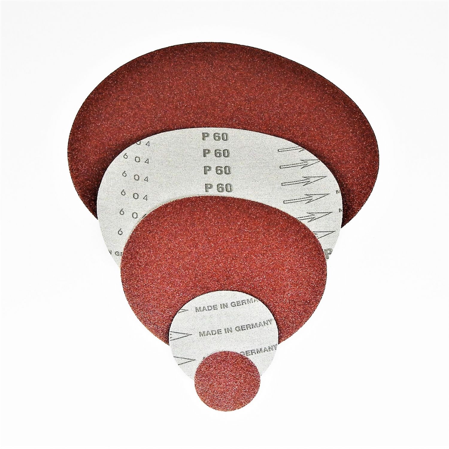 dischi abrasivi in tela resinata rossa robusta tranciati d. mm. 150 p 24 a tipo corindone