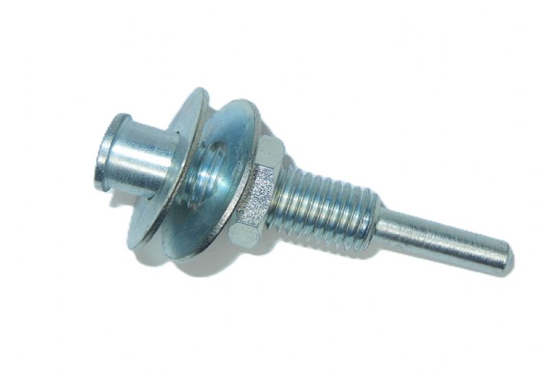 perno mandrino porta strisce abrasive dischi panno cotone lana a filettatura sinistrorsa d. mm. 12 x capacità serraggio totale: attivo 48 x perno 6 lungo 72 completo di dado + 2 rondelle medium