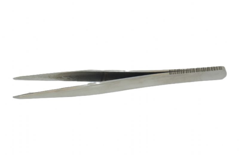 pinzette di precisione cromate e temperate, superfici di presa lisce bordo dentato per spellicolare dischi, strisce autoadesive lunghezza mm. 110